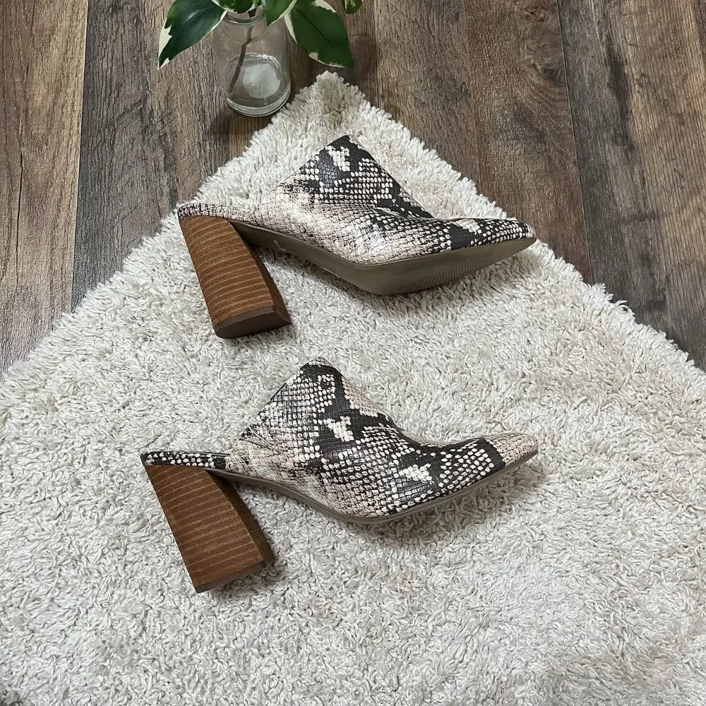 Steven Steve Madden Bold Snakeskin Print Faux Leather Nellie Slip-On Heel Mules